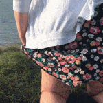 Big white ass flashing in seaside – Windy day, light weight dress No panties
