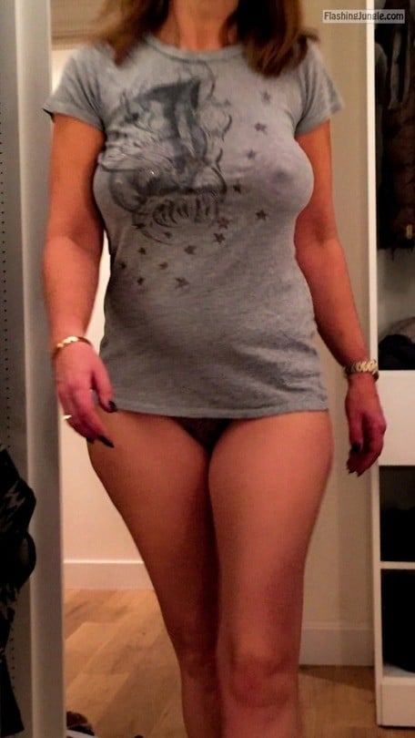 No Panties Pics  : jackandjillat40: Love it when Jill walks into the room like that. All confidence. No underwear.