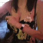 Big juicy boob flash at fully crowded bar