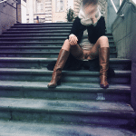 Sitting pantyless on public stairs – Fashion style