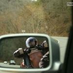 Boobs flash caught in rear mirror while driving a car