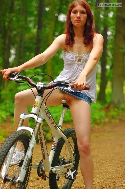 Nounderwearisthebestunderwear Pantyless Bike Ride In The Woods Public Flashing Pics From Google