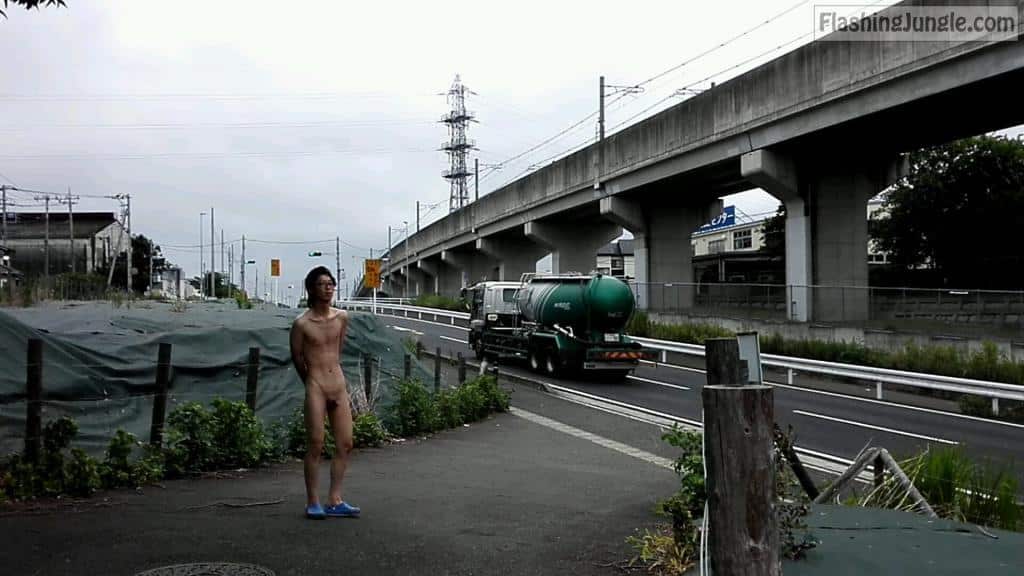 Fuckable Asian femboy naked in public dick flash