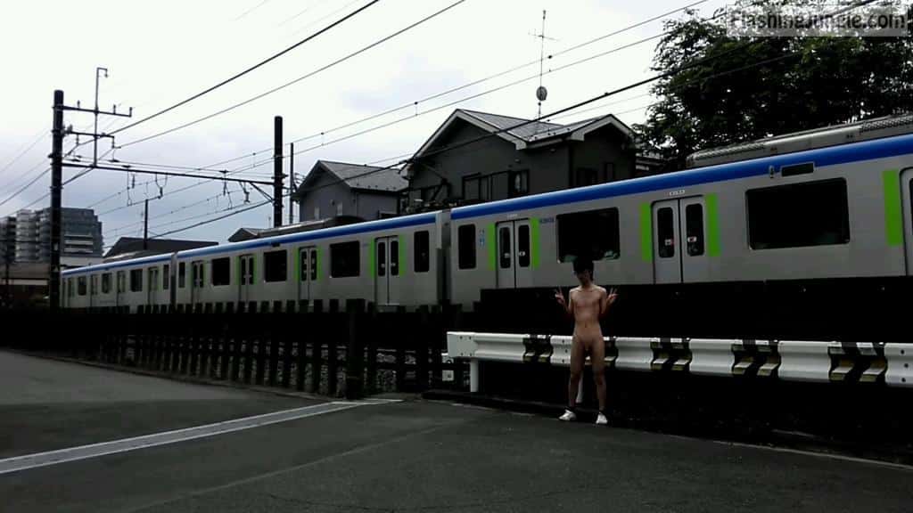 Fuckable Asian femboy naked in public dick flash