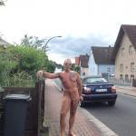 German nudist showing genital jewelry to neighbors