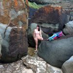 Dark haired milf nude beach and sunglasses