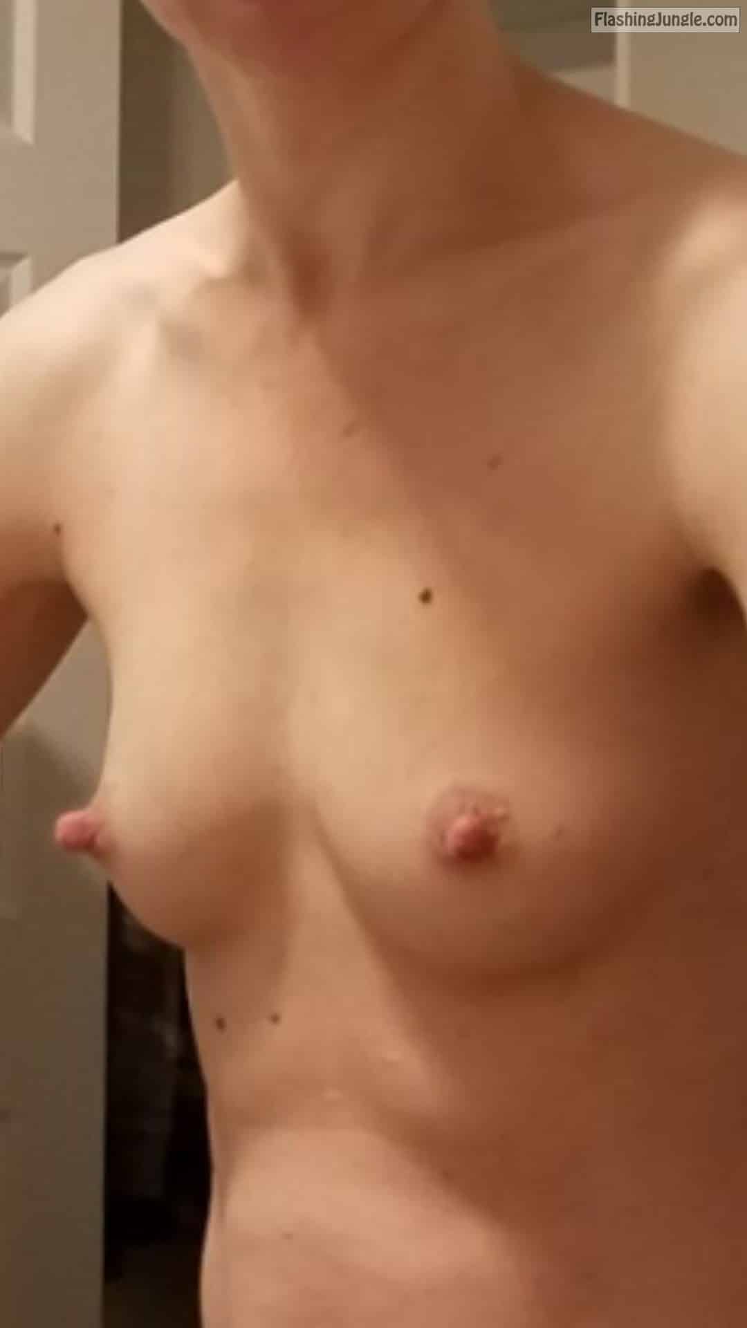 Boobs Flash Pics: Small tits hard erected nipples available for sucking
