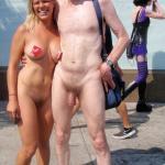 Naked Couple flashing Folsom Street Fair, Exhibitionist Brucie
