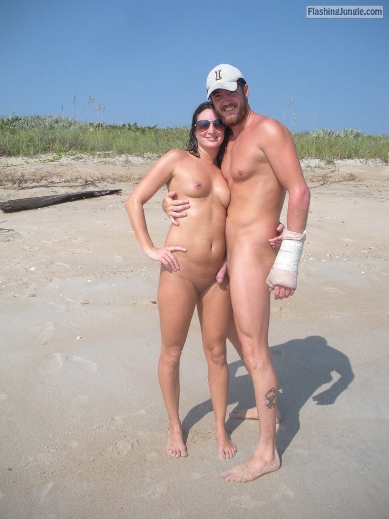 Real Amateurs Nude Beach Pics  : Beach stripping Naked couple Beach flash