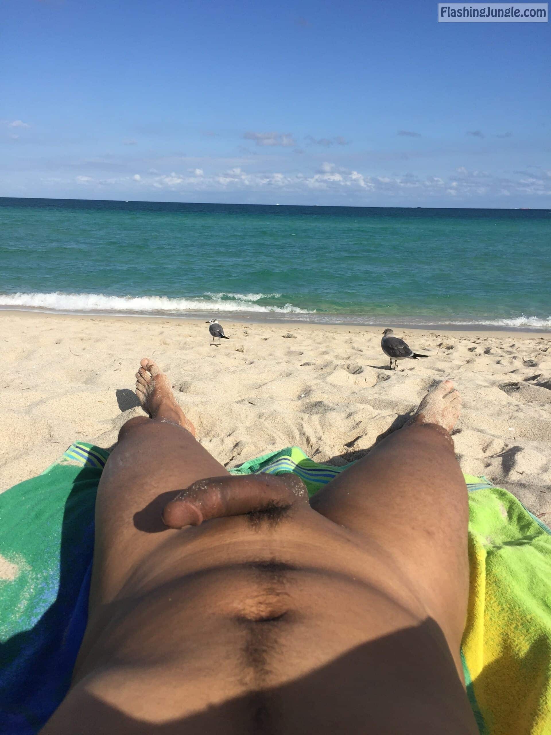 topless beach spy - Miami Beach Just letting it all hang out! - Dick Flash Pics