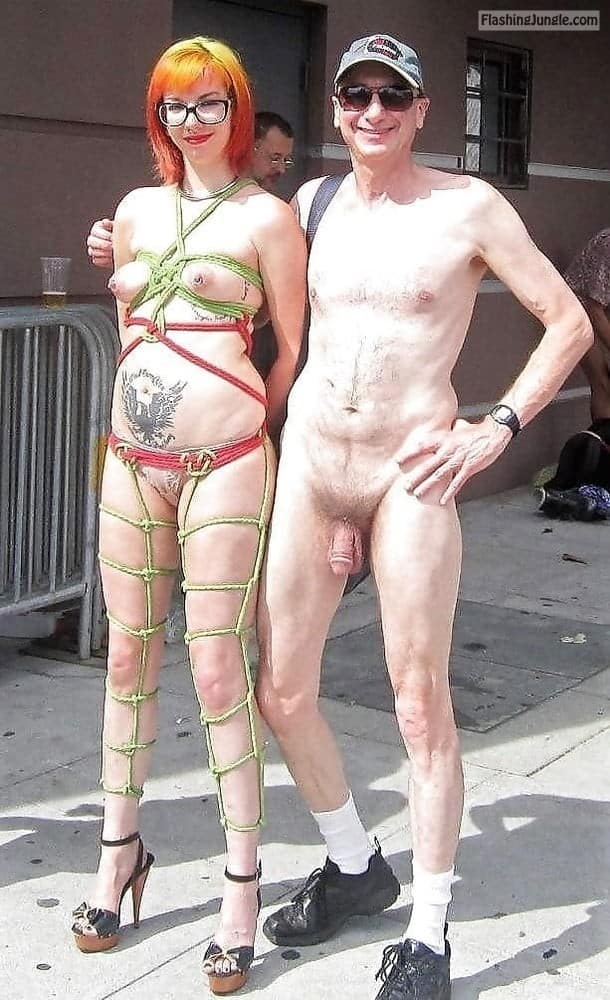 Real Amateurs Public Nudity Pics  : Nude man, flasher, exhibitionist Brucie caught exposing his penis naked in public with sexy topless girl, MILF flashing her boobs, nudist couple, San Francisco Folsom Street Fair, CFNM, BDSM AKOTHE NUDE PHOTOS folsom nudes BDSM Girl and Exhibitionist Brucie at...