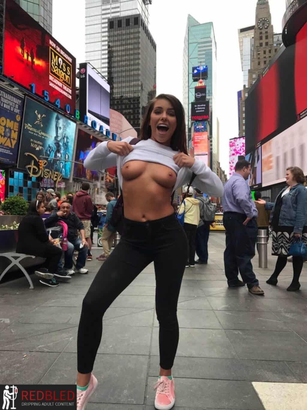 braless in new york city - Flashing in the crowded city streets Source - Boobs Flash Pics