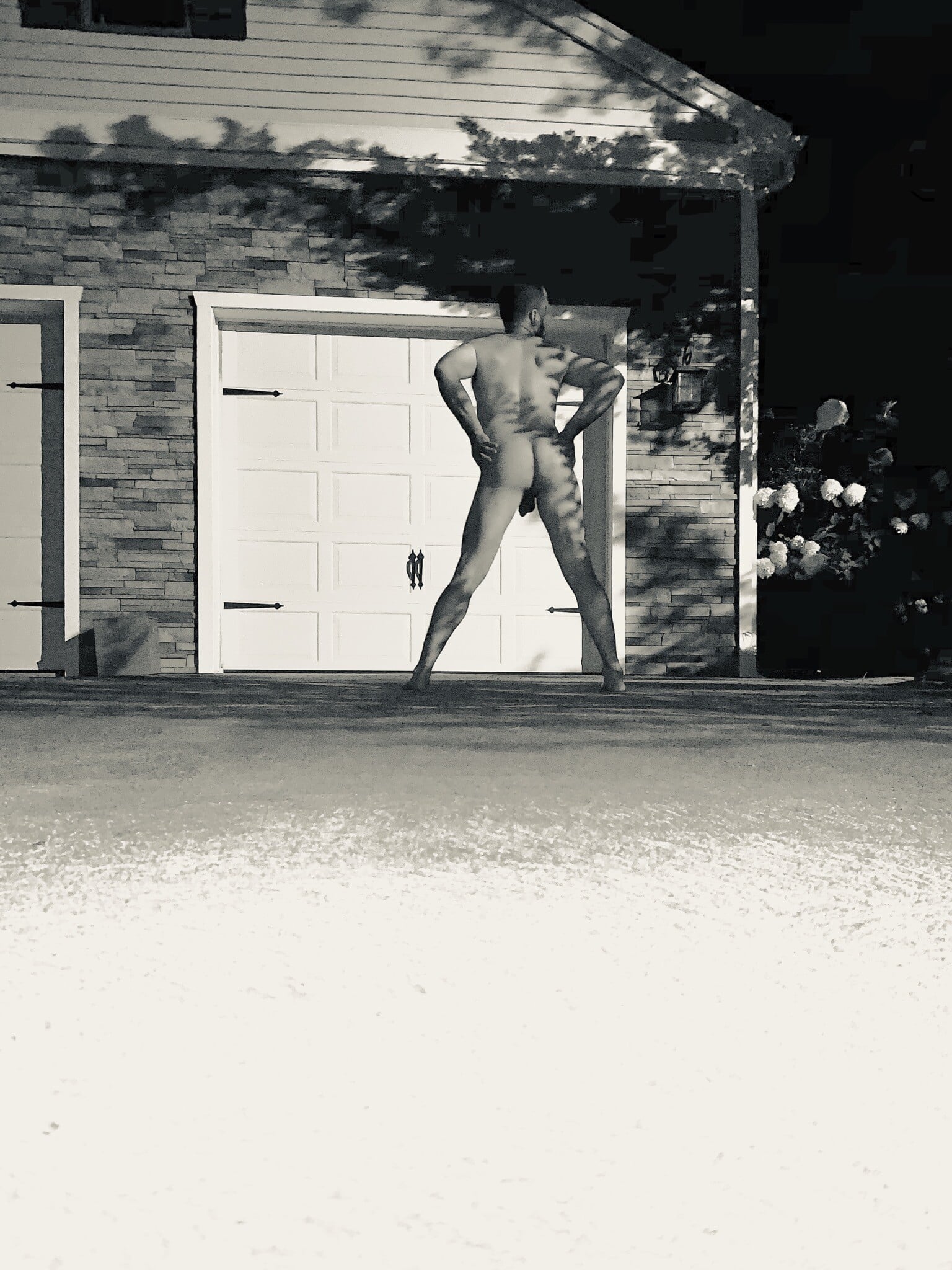 Real Amateurs Public Nudity Pics  : Naked in someone’s driveway Gay man Naked again in frontyard