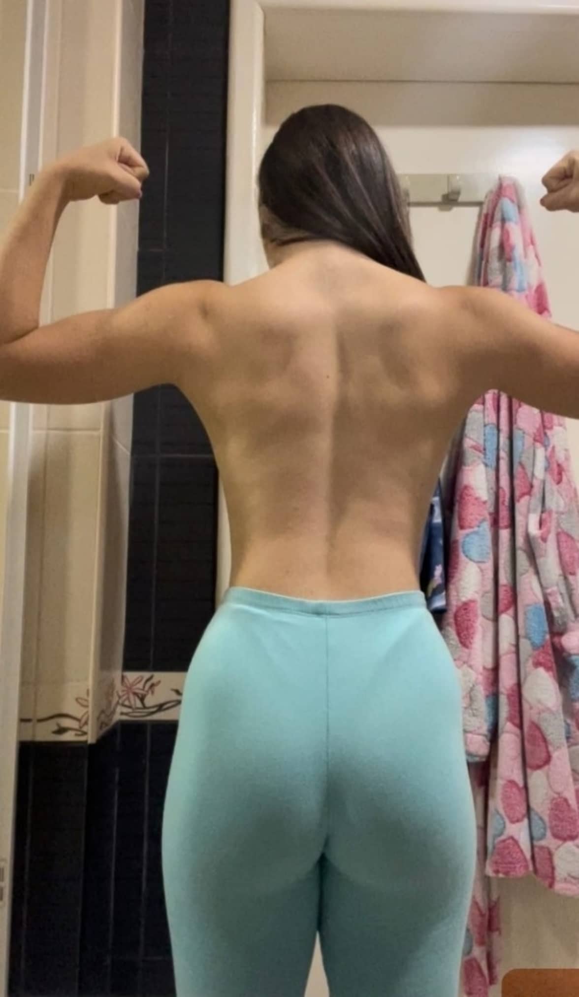 Gym girl topless back