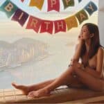 Naked blonde wishes a happy birthday