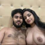 Sweet couple poses naked together
