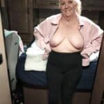Natural tits out on a road trip and motel