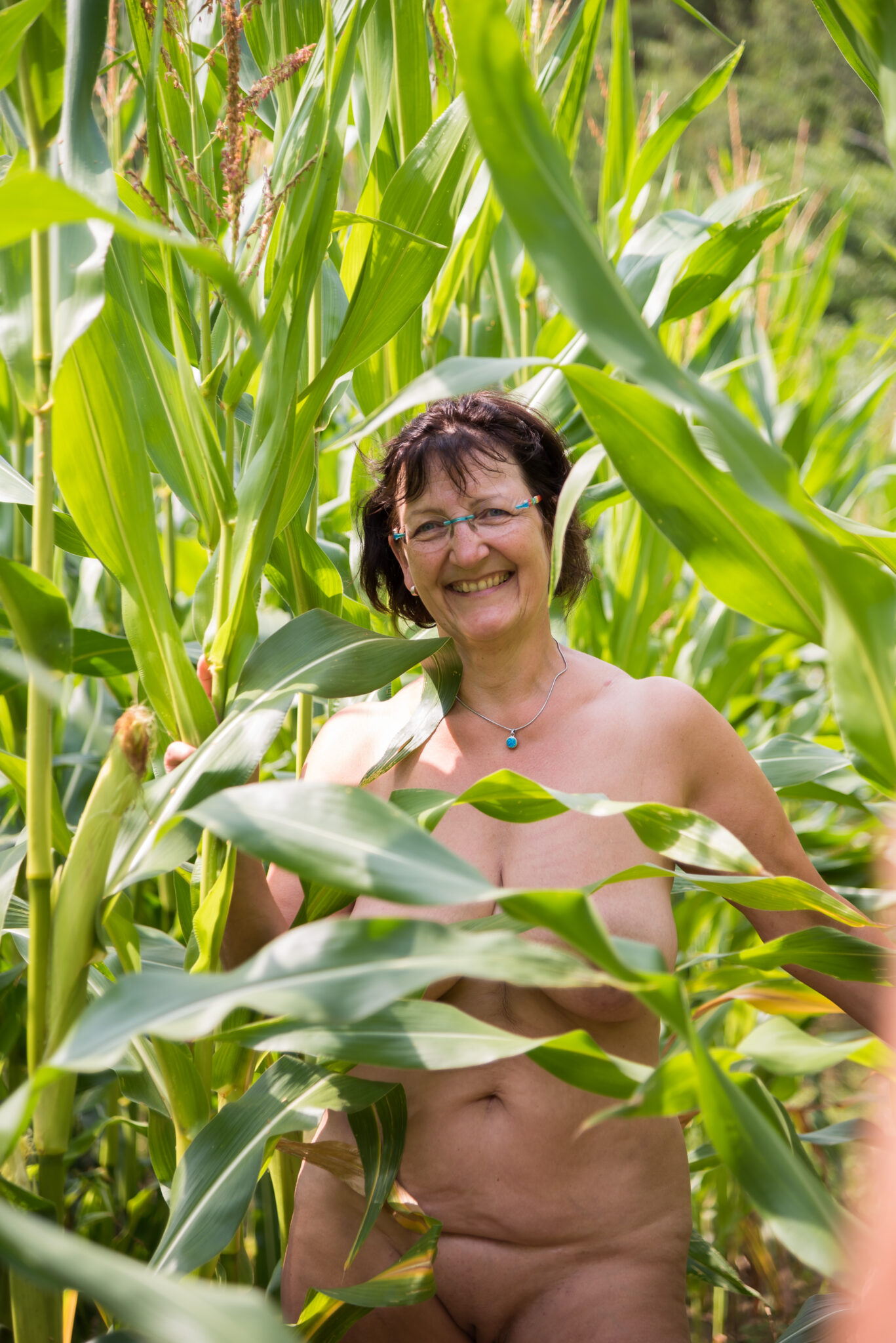 milf wearing sheer shirt - In a corn field Sexy mature milf standing in a corn field. - Boobs Flash Pics