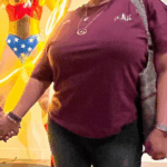 Flashing boobs under red t-shirt