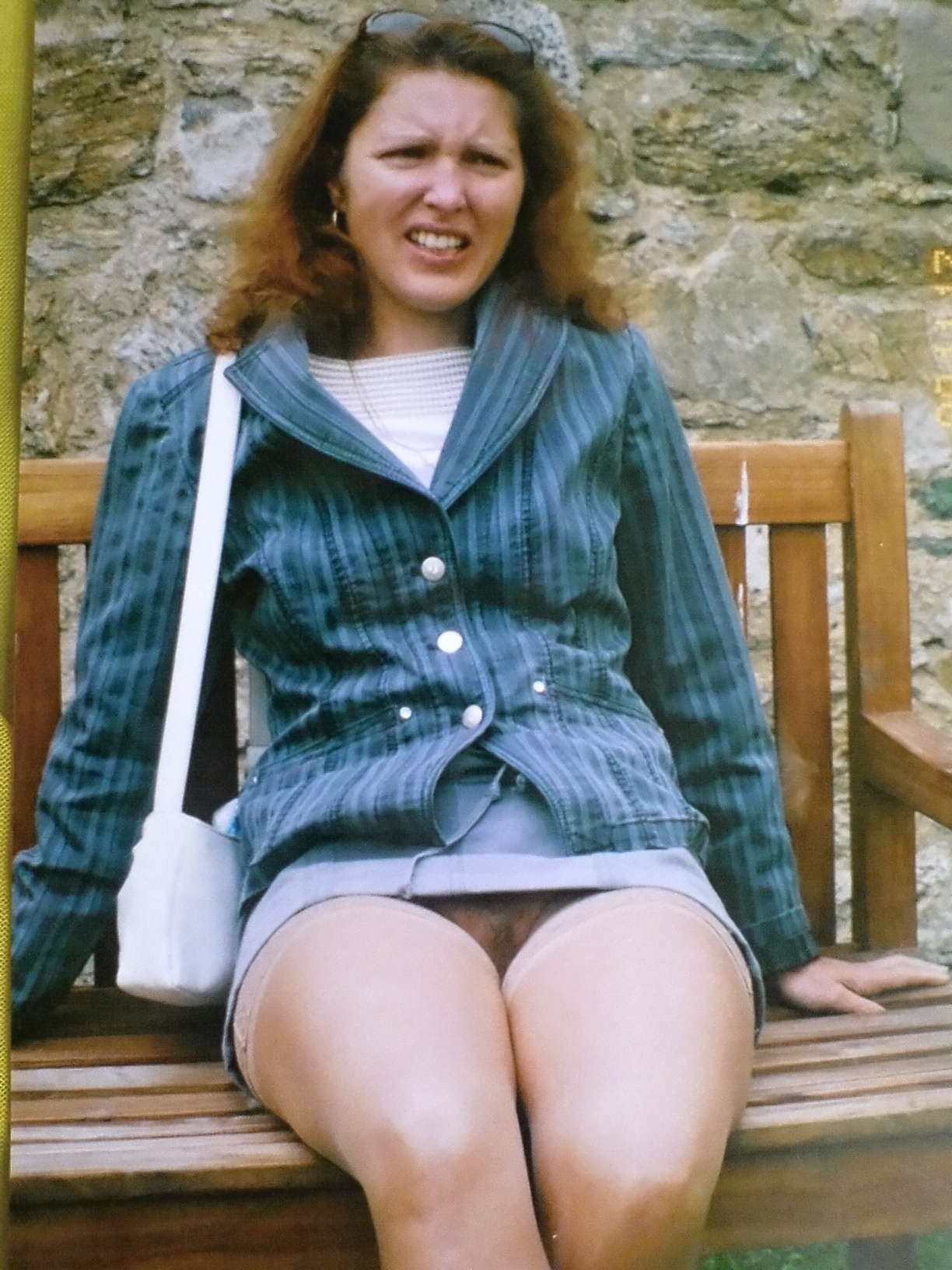 cum on sunglasses public pic - Caught in the Act: Alena Rubická’s Public Display Alena Rubická sits confidently on a bench, her gray shorts revealing bare skin, a deliberate public display of her sexuality. The stone wall backdrop emphas... - Bitch Flashing Pics