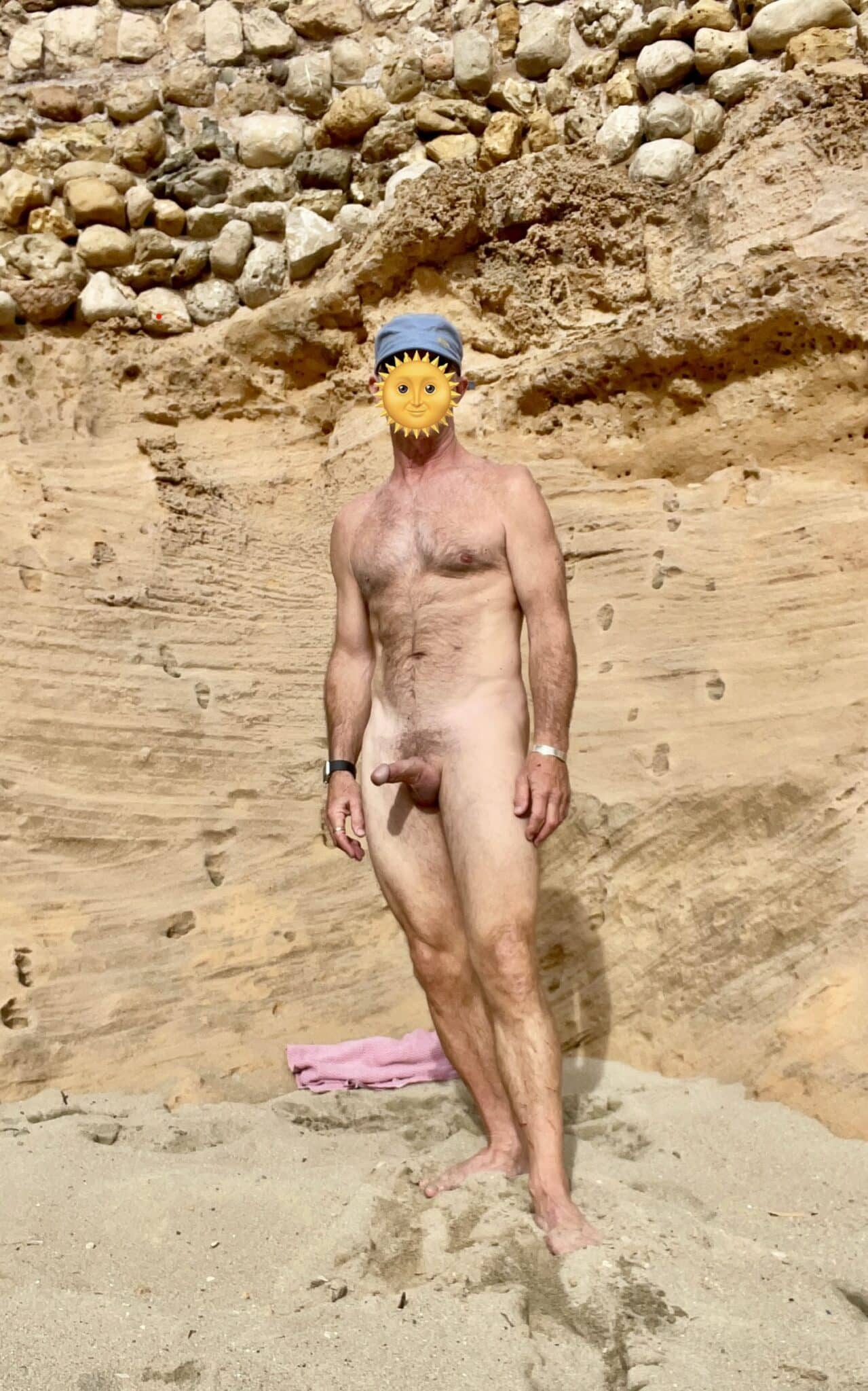 public dick flash win  - Mystery Man’s Bold Beach Display A man stands nude on a rocky beach, head covered, body exposed. The rugged landscape contrasts with his bold display, inviting questions about identity and f... - Dick Flash Pics