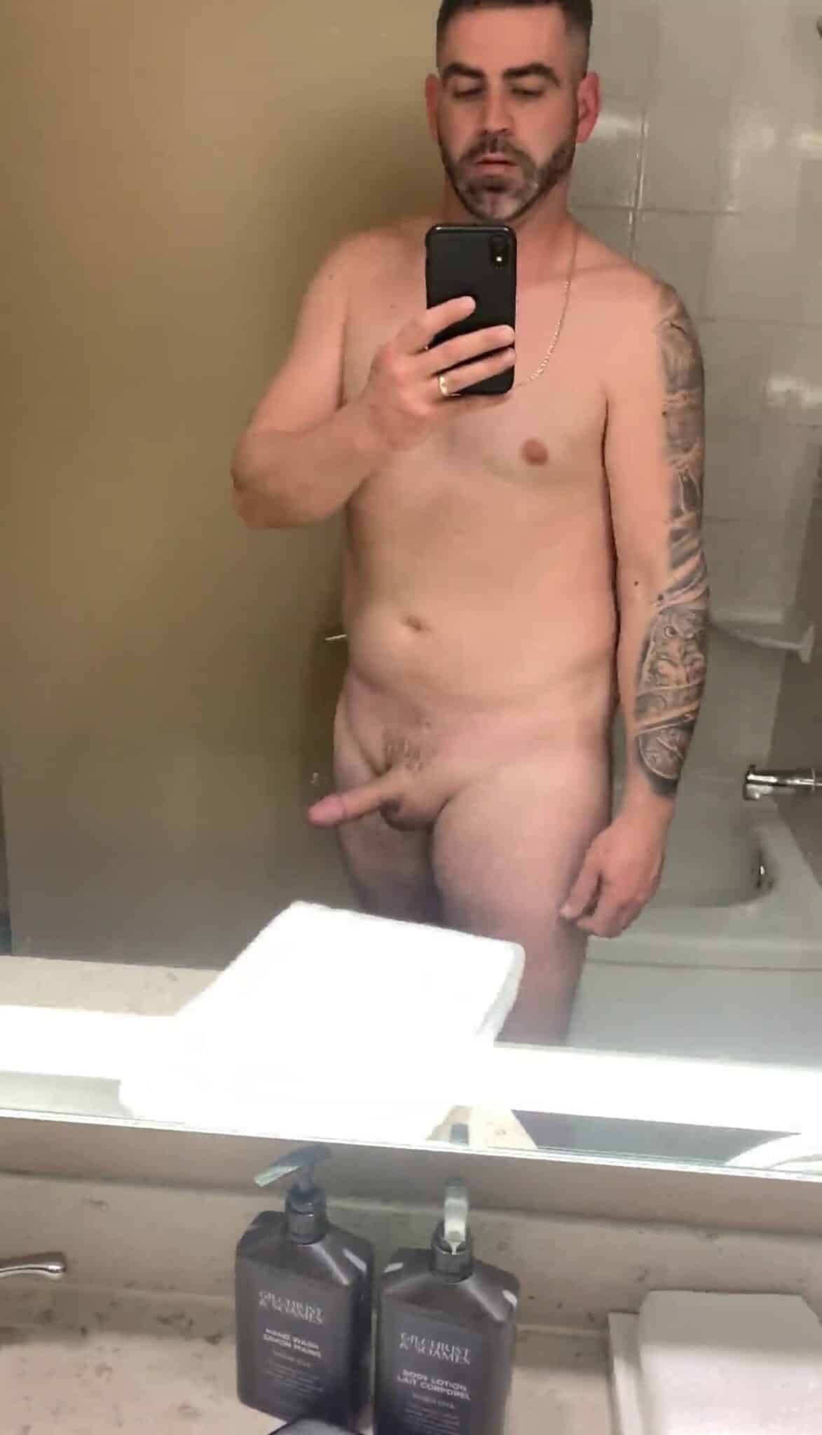 burkinafaso sexing picture - Bathroom Mirror Selfie: Bearded Man Flashes His Uncut Cock A bearded man captures a full-body mirror selfie in a bathroom, showcasing his uncut cock and hairy balls, offering a voyeuristic glimpse of a private moment. - Dick Flash Pics