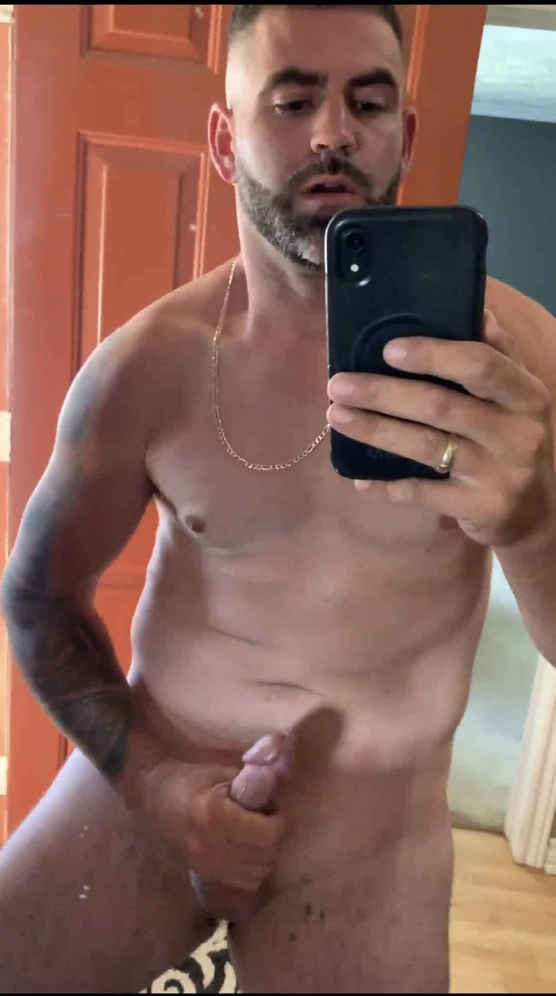 hairy cunt - Mature Man Flashes His Hard Cock in Mirror Selfie A mature man captures a selfie while masturbating, showcasing his muscular build and uncut cock in a mirror reflection. The intimate scene highlights his rug... - Dick Flash Pics