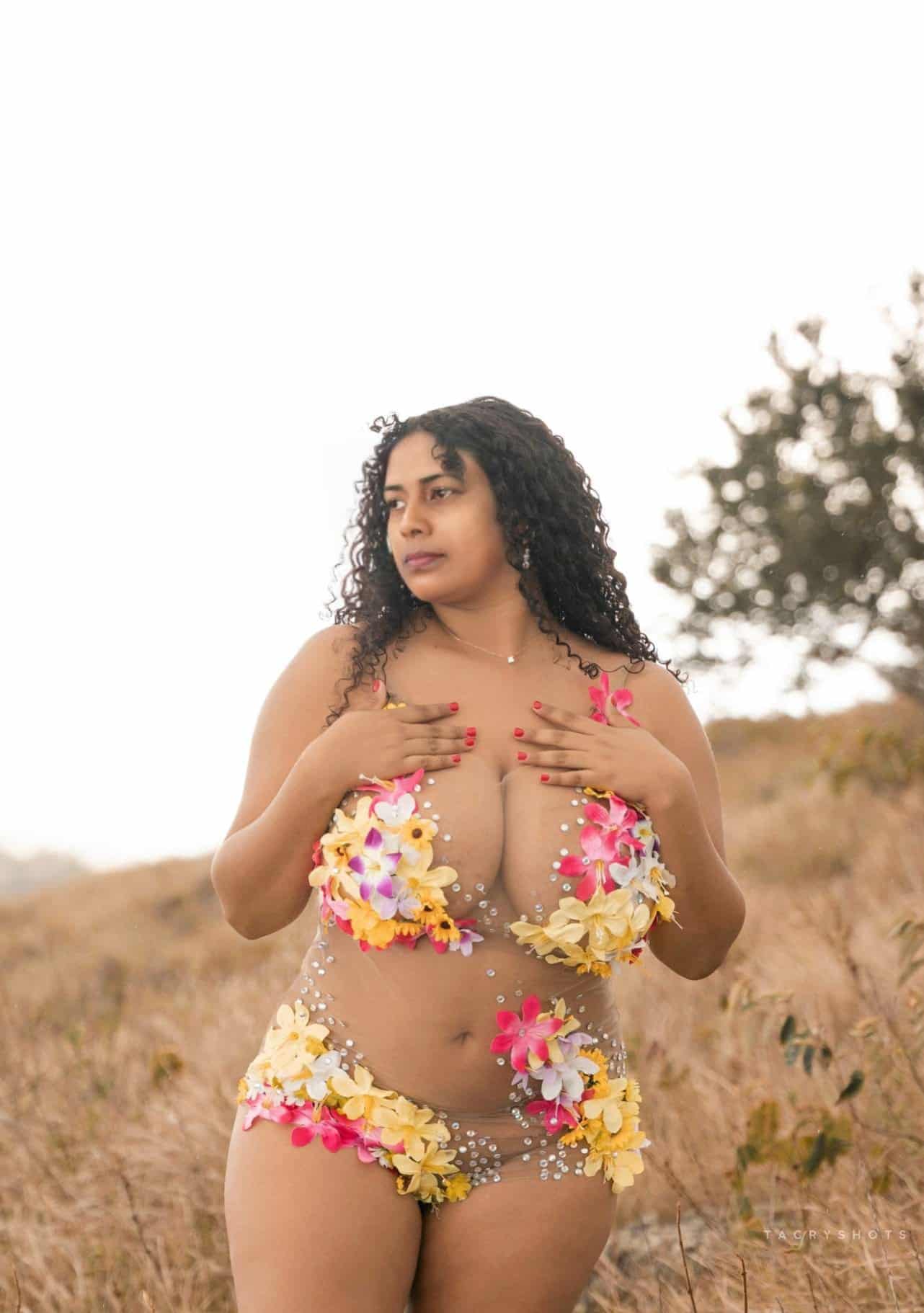 playground flash milf - Mature MILF Flashing Her Curves in a Grass Field A mature MILF flashes her curves in a dry grass field, wearing a sheer floral bikini that barely covers her big tits and full ass. Her confident pose and neu... - Bitch Flashing Pics