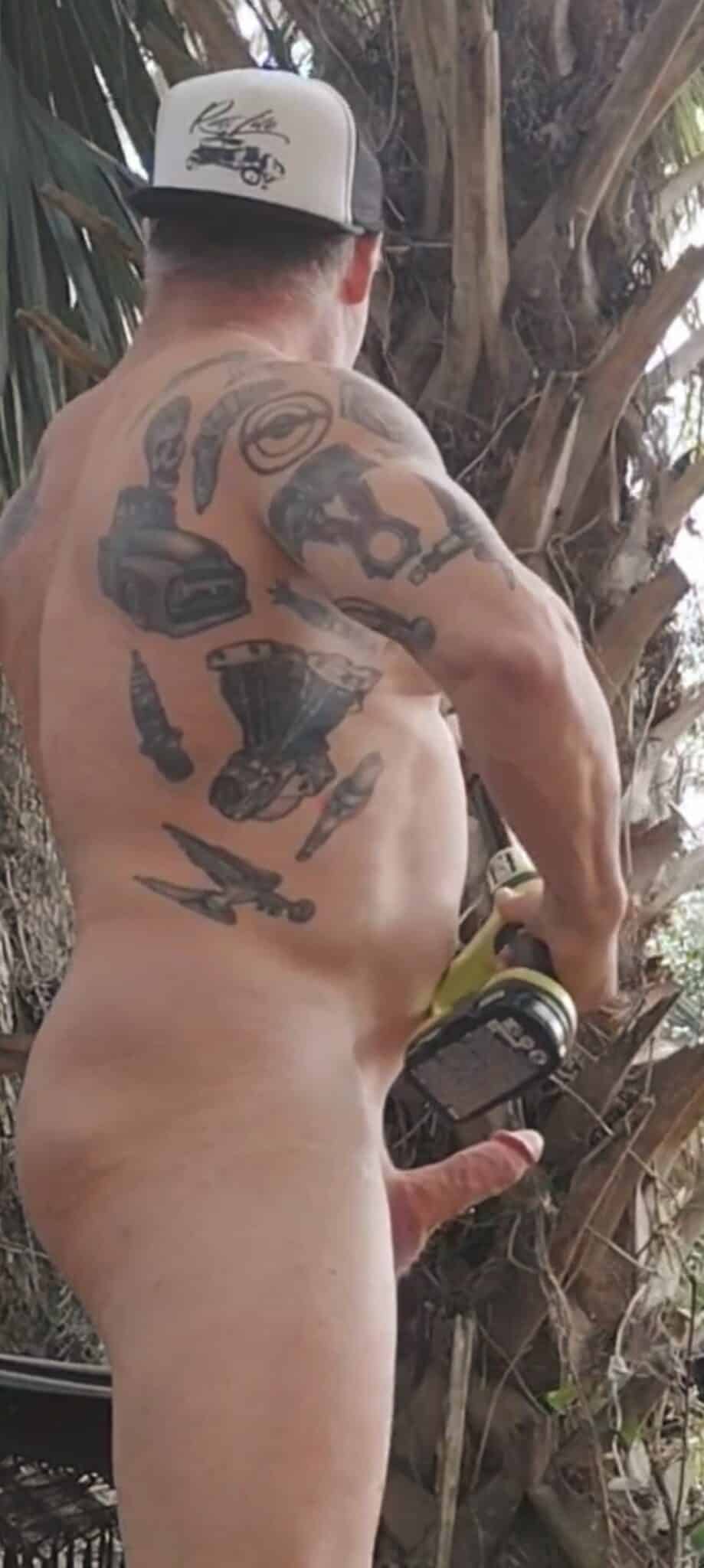 public dick flash win  - Public Display: Yard Work with a View A muscular man performs yard work shirtless, displaying his tattooed back and exposed lower torso. He wears a baseball cap and holds a beer, showcasing confi... - Dick Flash Pics