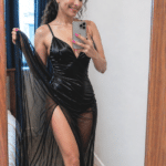 College Cutie Anushka Das Flashes Her Assets in Satin Nightie