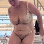 Beach MILF in Metallic Bikini: Sunny Day Flash